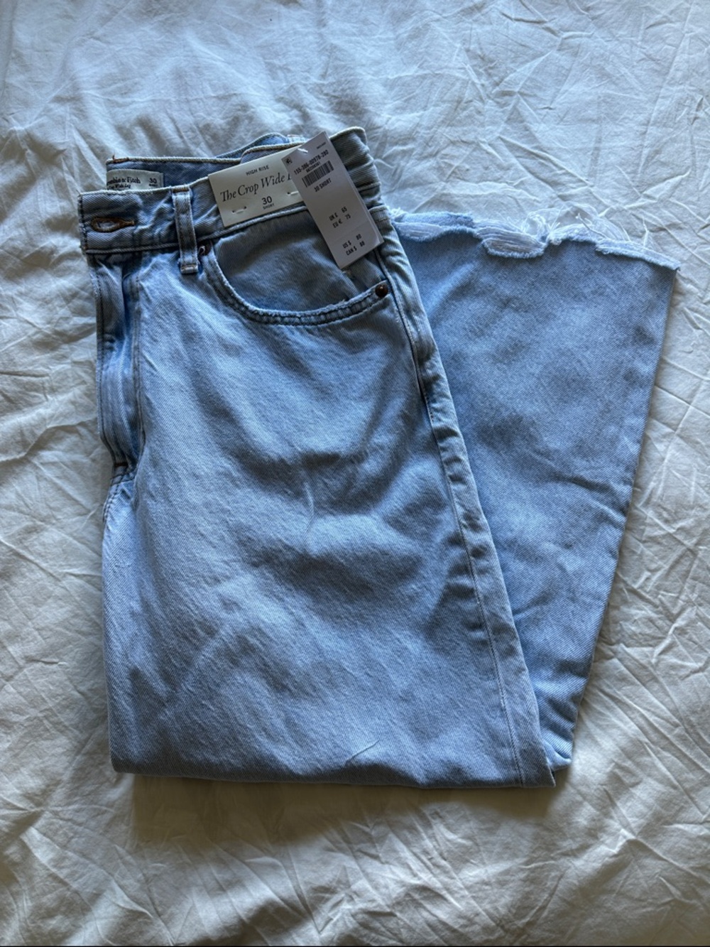 Abercrombie Light Wash High-Rise Crop Wide Jeans - Women